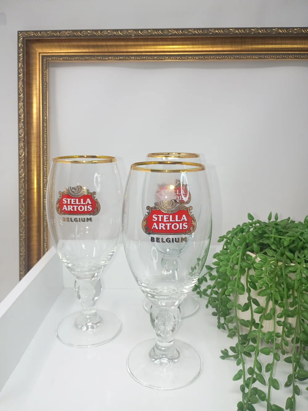 Stella Artois Belgium Gold Rim Chalice Beer Glasses Set – Belgian Ale Goblets